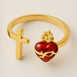 Anillo Sagrado Corazón con Cruz